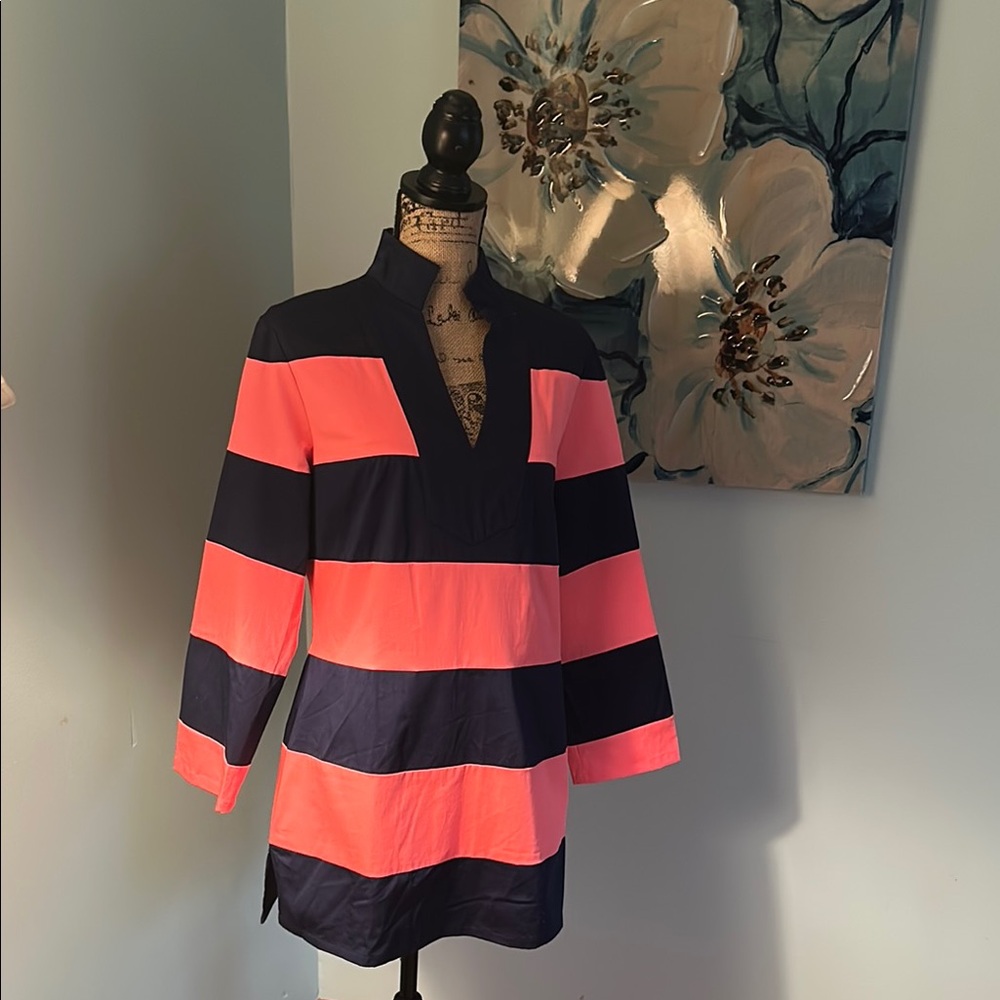 Sail to Sable tunic, navy and peach, size Medium